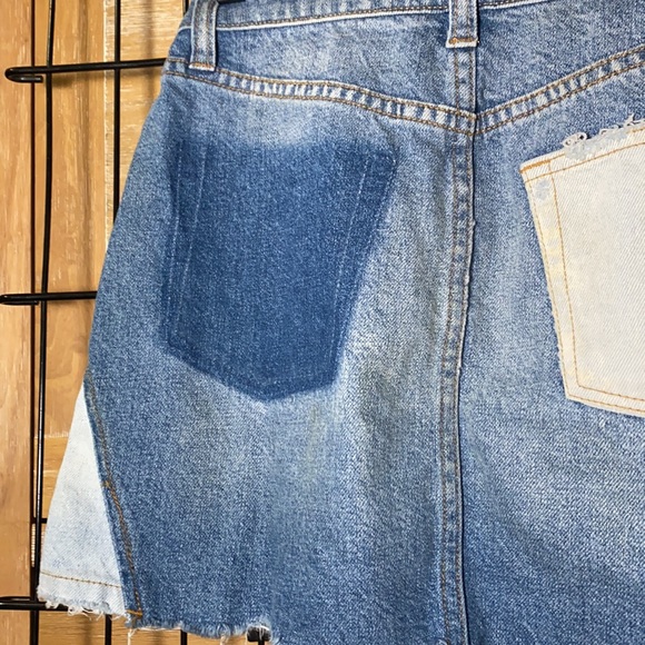 NWOT FREE PEOPLE Bicolor Denim Skirt - Picture 3 of 6
